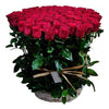 100 red roses basket