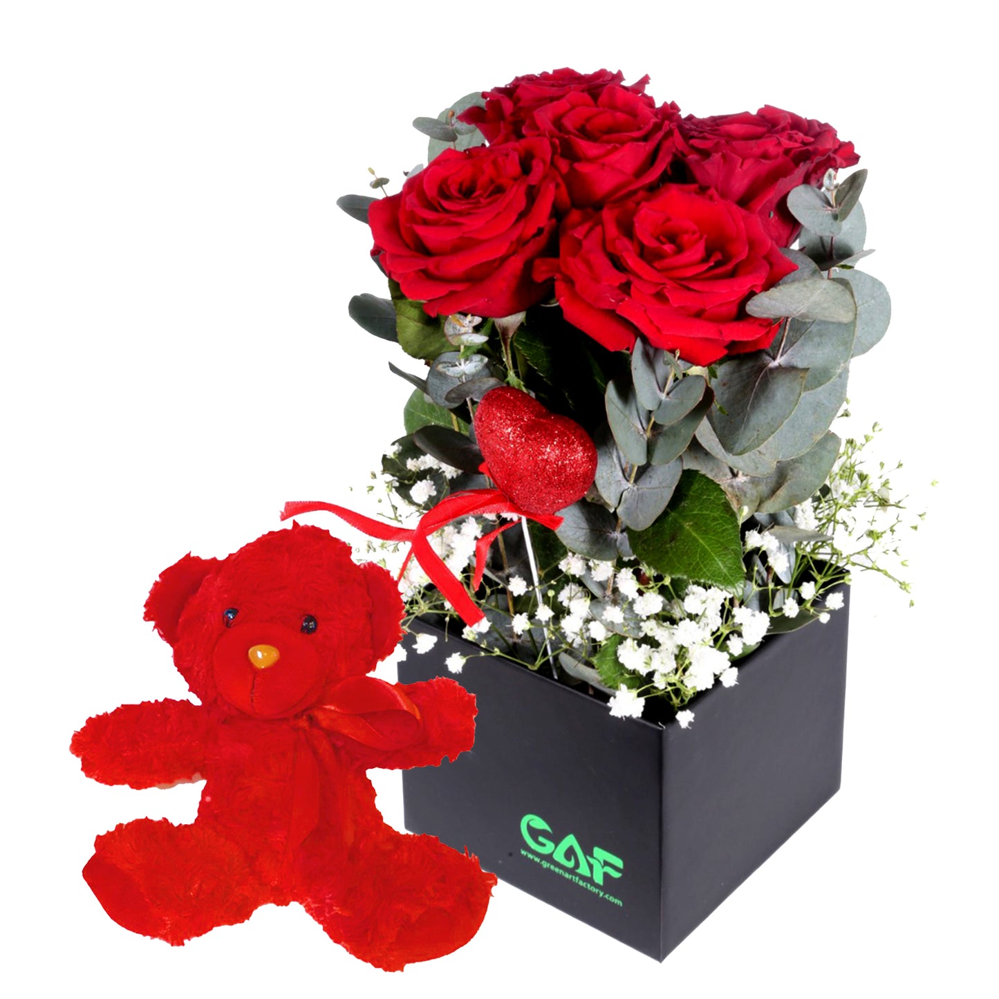 romantic Valentine's Day red rose arrangement