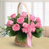 Pink roses basket