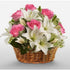 Pink and white basket