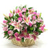 Pink lily and  rose basket